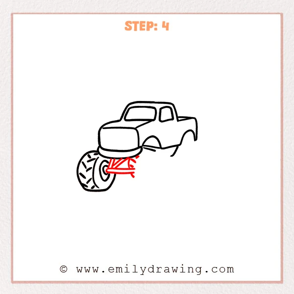 how to draw a monster truck - Step 4